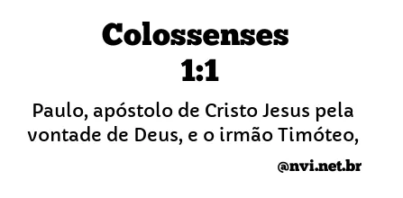 COLOSSENSES 1:1 NVI NOVA VERSÃO INTERNACIONAL