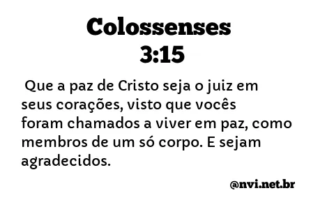 COLOSSENSES 3:15 NVI NOVA VERSÃO INTERNACIONAL