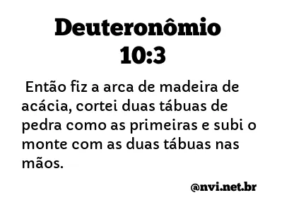 DEUTERONÔMIO 10:3 NVI NOVA VERSÃO INTERNACIONAL