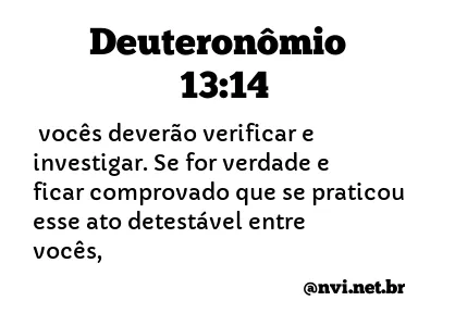 DEUTERONÔMIO 13:14 NVI NOVA VERSÃO INTERNACIONAL