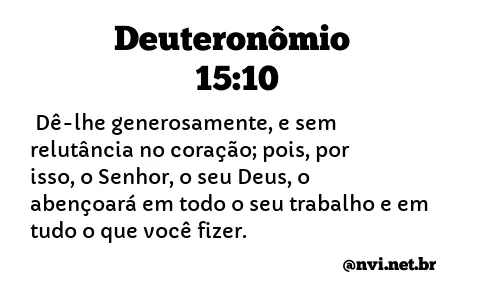 DEUTERONÔMIO 15:10 NVI NOVA VERSÃO INTERNACIONAL