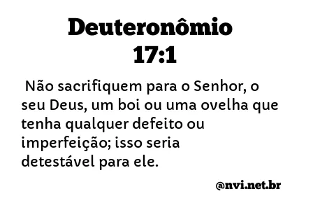 DEUTERONÔMIO 17:1 NVI NOVA VERSÃO INTERNACIONAL