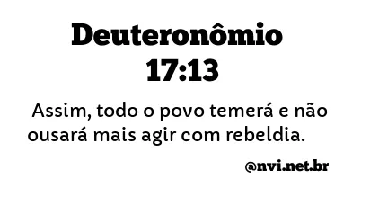 DEUTERONÔMIO 17:13 NVI NOVA VERSÃO INTERNACIONAL