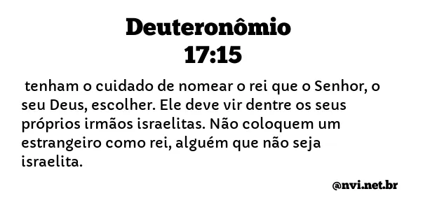 DEUTERONÔMIO 17:15 NVI NOVA VERSÃO INTERNACIONAL