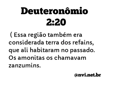 DEUTERONÔMIO 2:20 NVI NOVA VERSÃO INTERNACIONAL