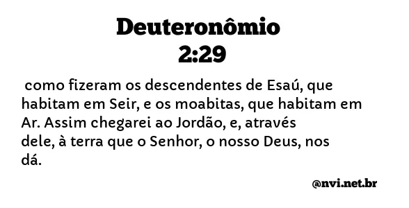 DEUTERONÔMIO 2:29 NVI NOVA VERSÃO INTERNACIONAL