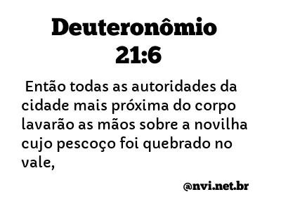 DEUTERONÔMIO 21:6 NVI NOVA VERSÃO INTERNACIONAL