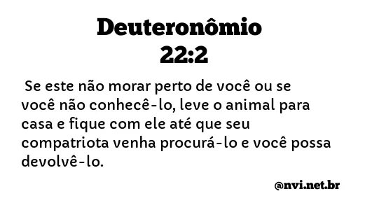 DEUTERONÔMIO 22:2 NVI NOVA VERSÃO INTERNACIONAL