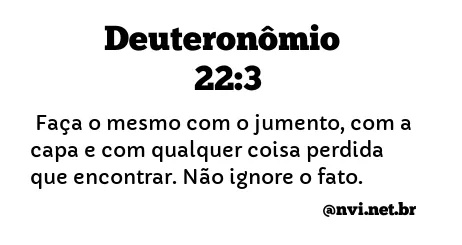 DEUTERONÔMIO 22:3 NVI NOVA VERSÃO INTERNACIONAL