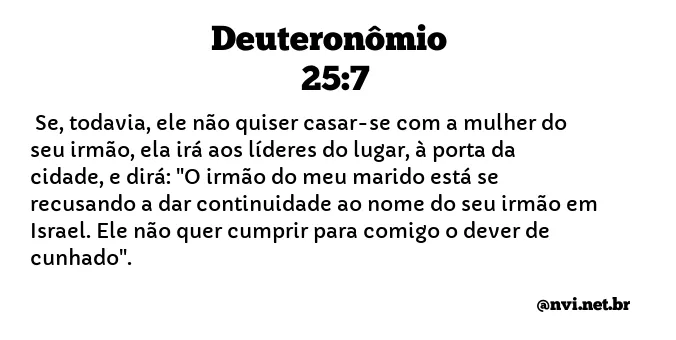 DEUTERONÔMIO 25:7 NVI NOVA VERSÃO INTERNACIONAL