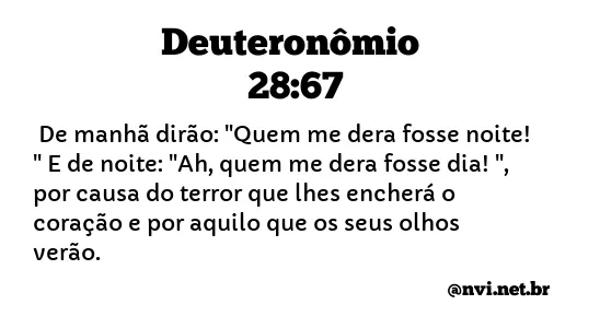 DEUTERONÔMIO 28:67 NVI NOVA VERSÃO INTERNACIONAL