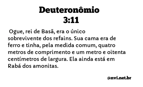 DEUTERONÔMIO 3:11 NVI NOVA VERSÃO INTERNACIONAL