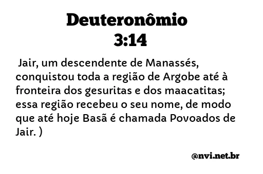 DEUTERONÔMIO 3:14 NVI NOVA VERSÃO INTERNACIONAL