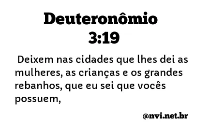 DEUTERONÔMIO 3:19 NVI NOVA VERSÃO INTERNACIONAL