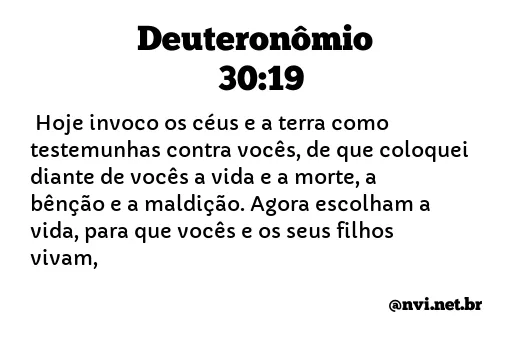 DEUTERONÔMIO 30:19 NVI NOVA VERSÃO INTERNACIONAL