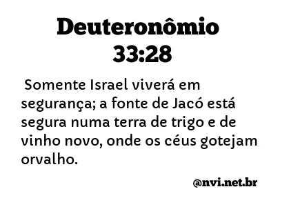 DEUTERONÔMIO 33:28 NVI NOVA VERSÃO INTERNACIONAL