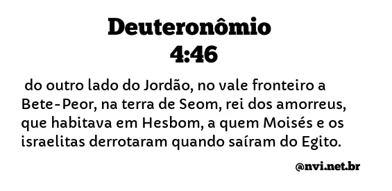 DEUTERONÔMIO 4:46 NVI NOVA VERSÃO INTERNACIONAL