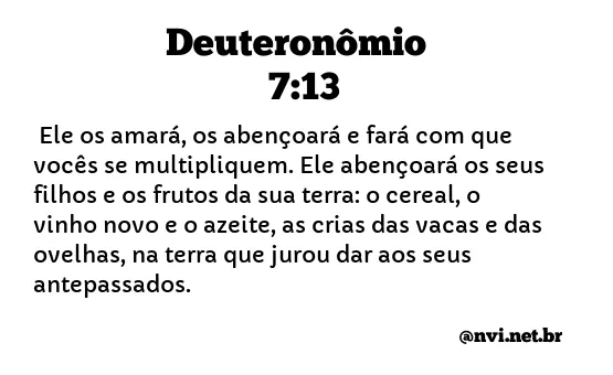 DEUTERONÔMIO 7:13 NVI NOVA VERSÃO INTERNACIONAL