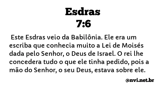 ESDRAS 7:6 NVI NOVA VERSÃO INTERNACIONAL