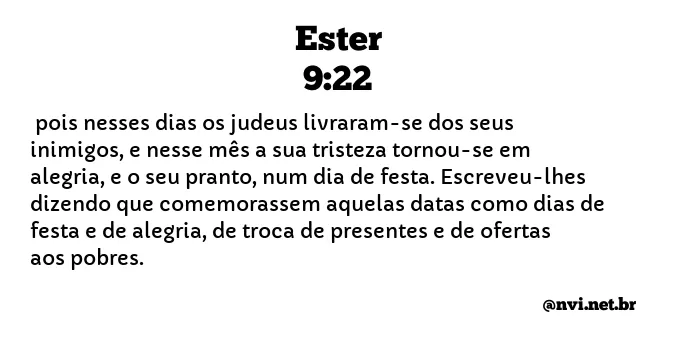 ESTER 9:22 NVI NOVA VERSÃO INTERNACIONAL