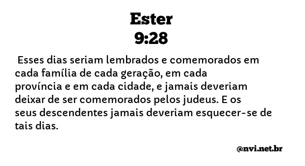 ESTER 9:28 NVI NOVA VERSÃO INTERNACIONAL