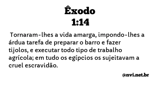 ÊXODO 1:14 NVI NOVA VERSÃO INTERNACIONAL