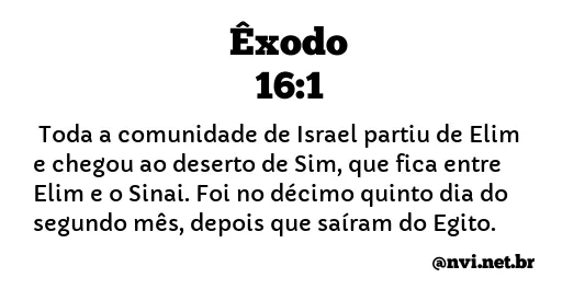 ÊXODO 16:1 NVI NOVA VERSÃO INTERNACIONAL