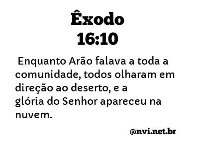 ÊXODO 16:10 NVI NOVA VERSÃO INTERNACIONAL