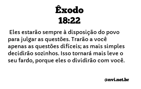 ÊXODO 18:22 NVI NOVA VERSÃO INTERNACIONAL