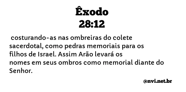 ÊXODO 28:12 NVI NOVA VERSÃO INTERNACIONAL