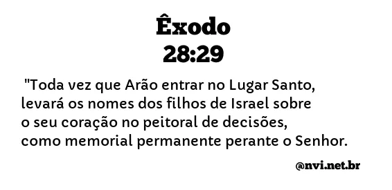 ÊXODO 28:29 NVI NOVA VERSÃO INTERNACIONAL