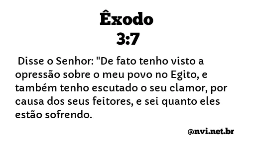 ÊXODO 3:7 NVI NOVA VERSÃO INTERNACIONAL