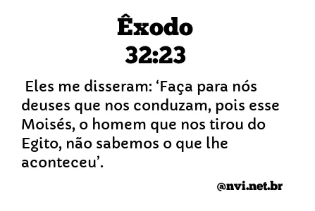 ÊXODO 32:23 NVI NOVA VERSÃO INTERNACIONAL