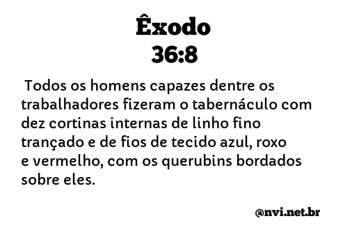 ÊXODO 36:8 NVI NOVA VERSÃO INTERNACIONAL