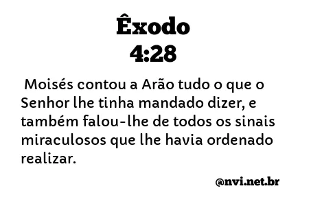 ÊXODO 4:28 NVI NOVA VERSÃO INTERNACIONAL