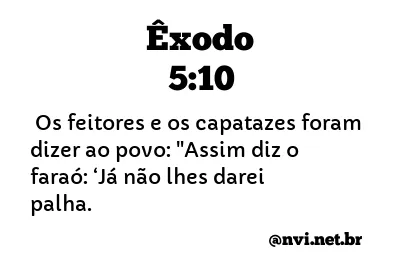 ÊXODO 5:10 NVI NOVA VERSÃO INTERNACIONAL