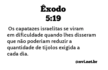 ÊXODO 5:19 NVI NOVA VERSÃO INTERNACIONAL