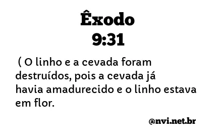 ÊXODO 9:31 NVI NOVA VERSÃO INTERNACIONAL