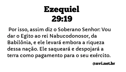 EZEQUIEL 29:19 NVI NOVA VERSÃO INTERNACIONAL