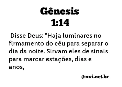 GÊNESIS 1:14 NVI NOVA VERSÃO INTERNACIONAL