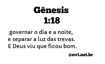 GÊNESIS 1:18 NVI NOVA VERSÃO INTERNACIONAL