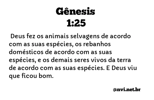 GÊNESIS 1:25 NVI NOVA VERSÃO INTERNACIONAL