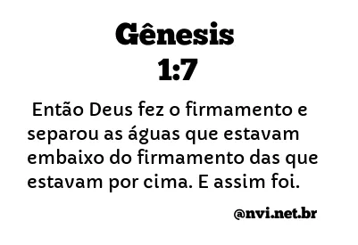 GÊNESIS 1:7 NVI NOVA VERSÃO INTERNACIONAL