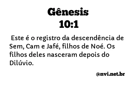 GÊNESIS 10:1 NVI NOVA VERSÃO INTERNACIONAL