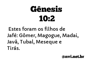 GÊNESIS 10:2 NVI NOVA VERSÃO INTERNACIONAL