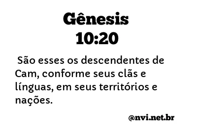 GÊNESIS 10:20 NVI NOVA VERSÃO INTERNACIONAL