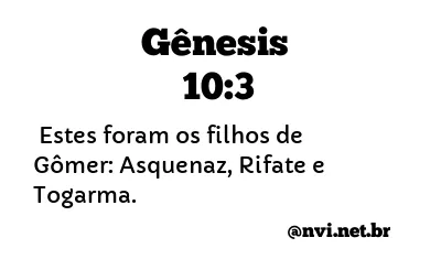 GÊNESIS 10:3 NVI NOVA VERSÃO INTERNACIONAL