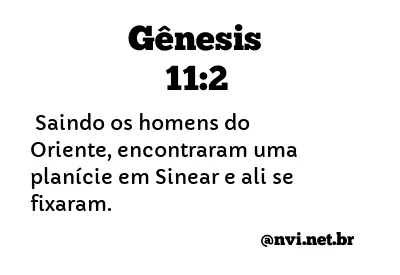 GÊNESIS 11:2 NVI NOVA VERSÃO INTERNACIONAL