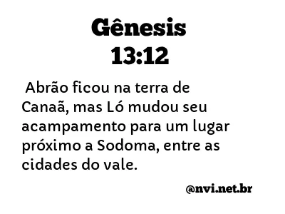 GÊNESIS 13:12 NVI NOVA VERSÃO INTERNACIONAL