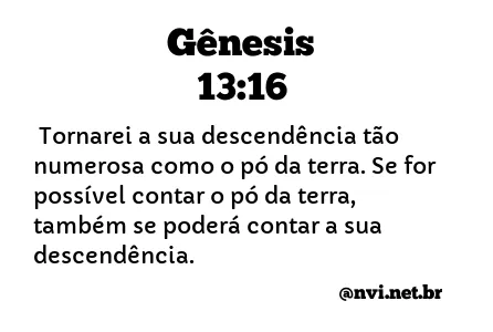 GÊNESIS 13:16 NVI NOVA VERSÃO INTERNACIONAL